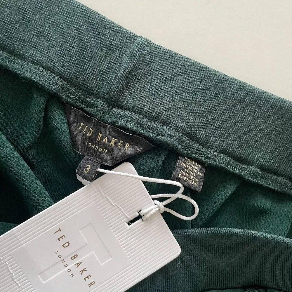 Ted Baker Aliadd Rib Detail Jogger Trouser Pants Green US 8-10 Career NWT - Picture 11 of 13
